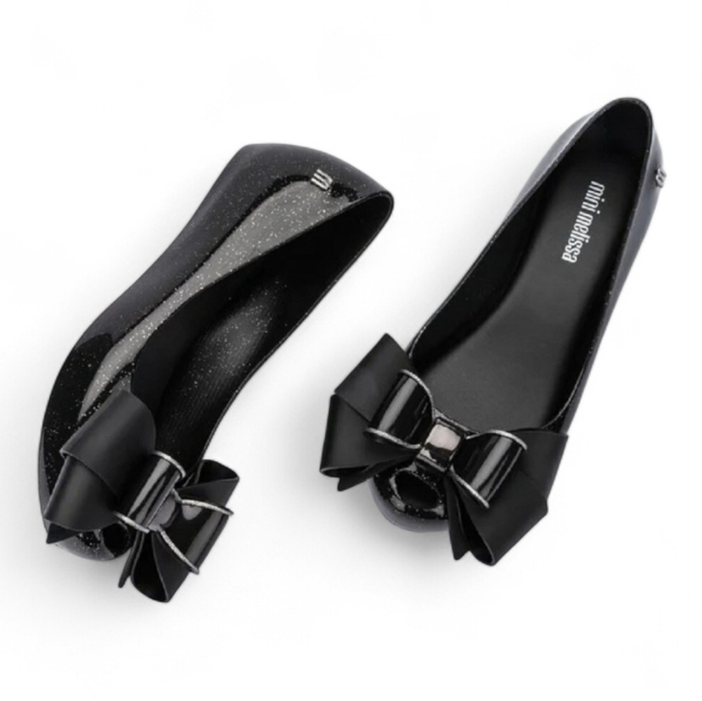 Mini Melissa Ultragirl Sweet IX Girl's Shoes US Size 1 Black w/ Bow